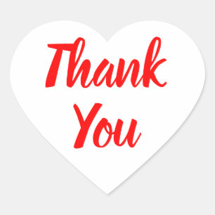 Red Thank You Heart Wedding Bridal Shower Sticker