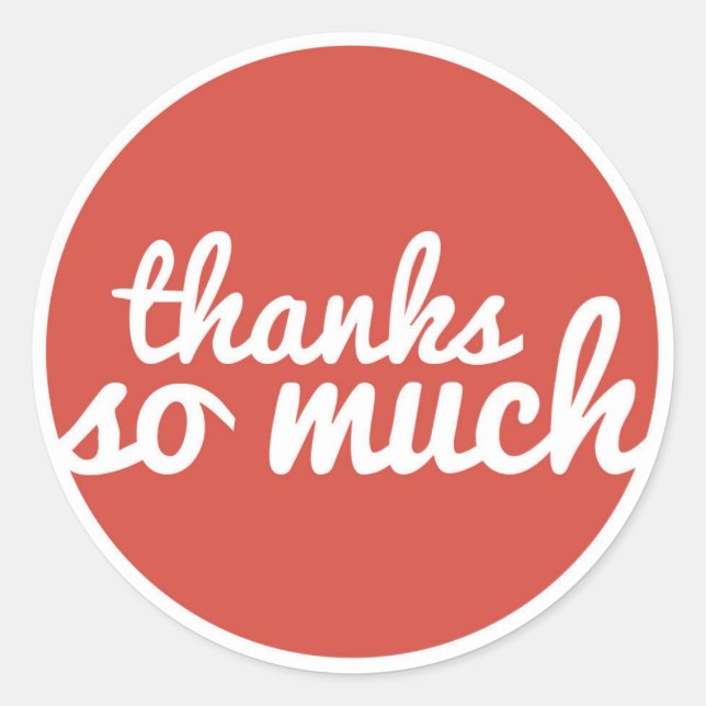 Red Thank You Sticker - 'Thanks So Much' (Front)