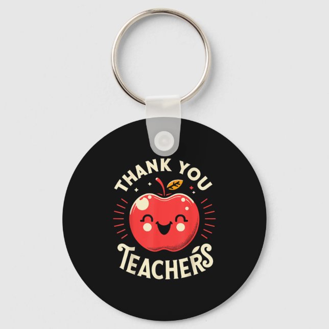 Red Thank You Teachers Motivational Appreciation F Key Ring (Front)