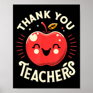 Red Thank You Teachers Motivational Appreciation F Poster