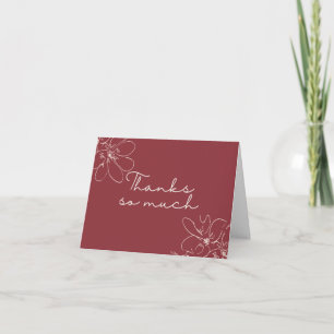 Red "Thanks So Much" Hand-Drawn Wildflower Thank You Card
