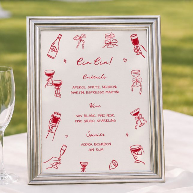 Red Thats Amore Bridal Shower Cin Cin Bar Poster (Creator Uploaded)