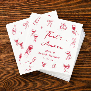 Red Thats Amore Bridal Shower Napkin