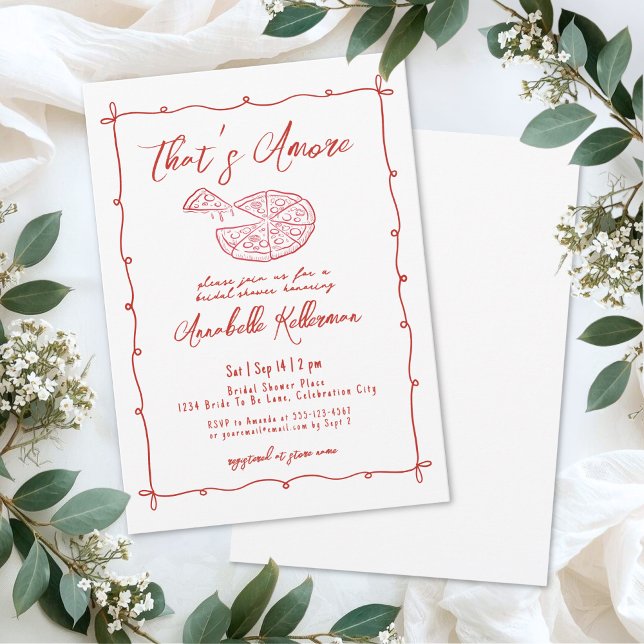 Red That's Amore Hand Drawn Bridal Shower Invitation (Red That's Amore Hand Drawn Bridal Shower Invitation)