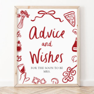 Red That's Amore Italian Pizza Advice and Wishes Poster