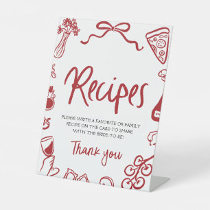 Red That's Amore Whimsical Italian Recipes Shower Pedestal Sign