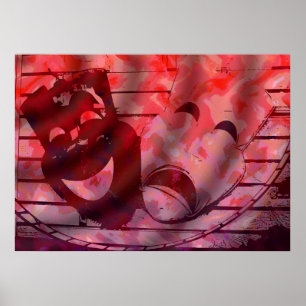 red theatre masks poster