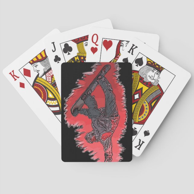 Red theme snowboarder playing cards (Back)