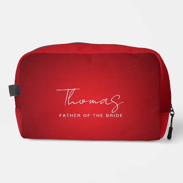 Red Theme Wedding Father Of The Bride Custom Name Dopp Kit (Front)