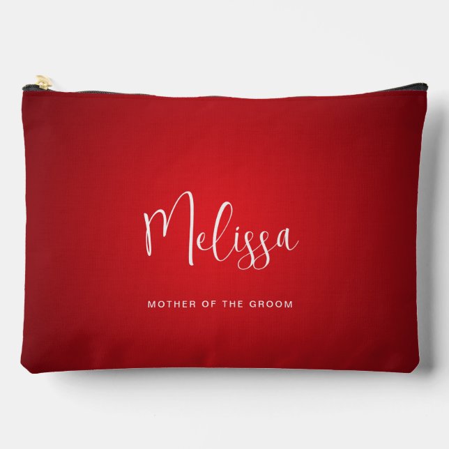 Red Theme Wedding Mother of The Groom Custom Name Accessory Pouch (Front)