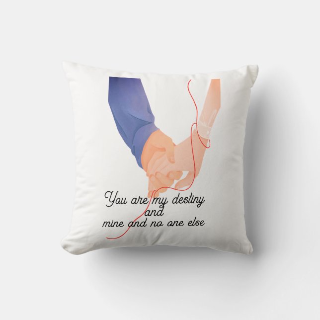 Red Thread of Fate – Soulmate Hand-Holding Love Ar Cushion (Front)
