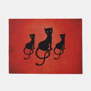 Red Three Evil Gracious Black Cats Doormat