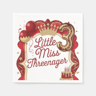 Red Threenager Birthday Party Napkins 