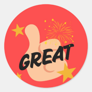 Red Thumbs up cute teacher reward Classic Round Sticker