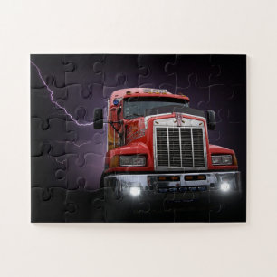Red Thunder KW Big Rig 18 Wheeler Jigsaw Puzzle