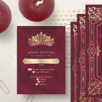 Red Tiara Crown Elegant Quinceanera