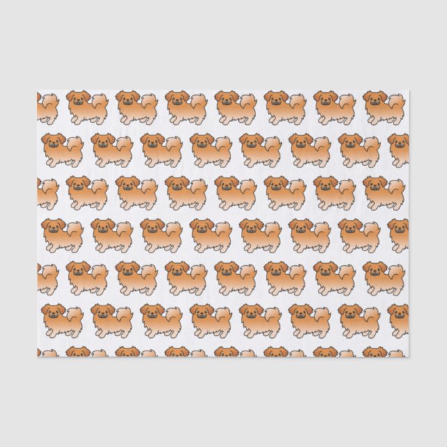 Red Tibetan Spaniel Cute Cartoon Dog Pattern Tissue Paper (Front)