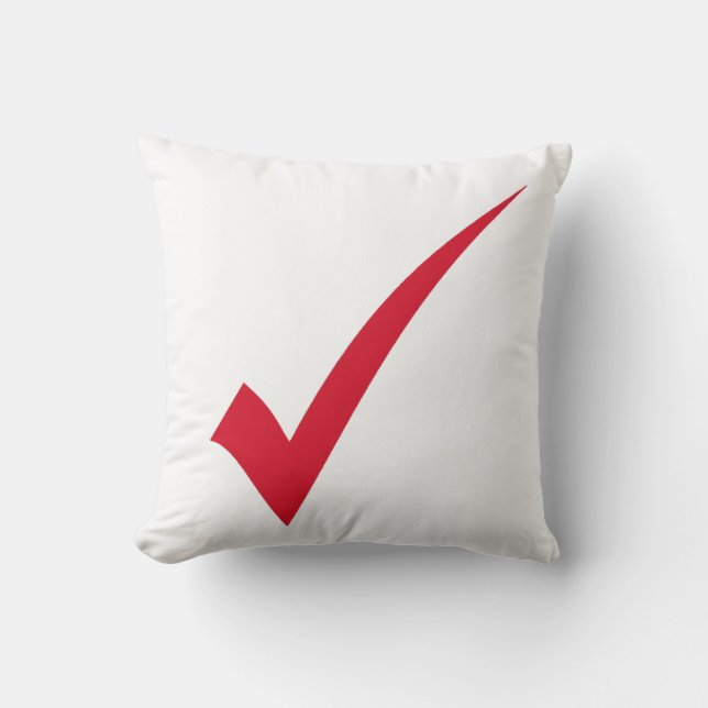 Red Tick Check Symbol Sign Mark Cushion (Front)