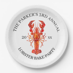 Red Tide Lobster Bake Paper Plate