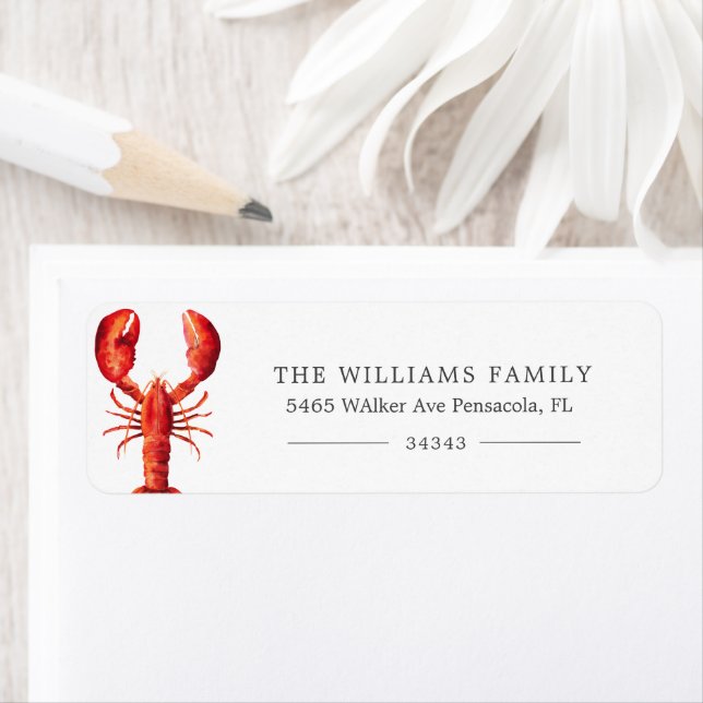 Red Tide | Lobster Themed | Return Address Label (Insitu)