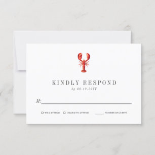 Red Tide   Lobster Themed   Wedding RSVP Red Card