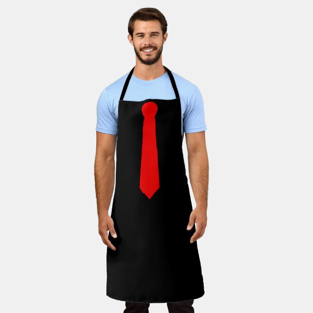 Red Tie Black Novelty  Apron (Worn)