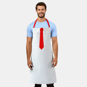 Red Tie White Novelty Apron