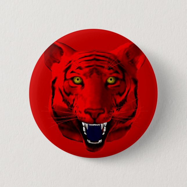 Red Tiger 6 Cm Round Badge (Front)