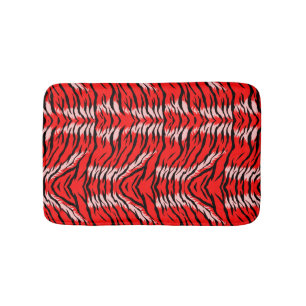 Red Tiger Animal Skin Pattern Design Bath Mat