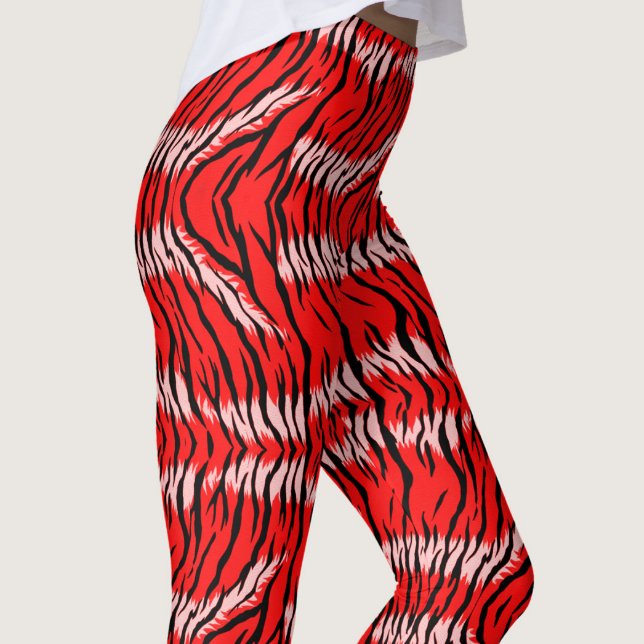 Red Tiger Animal Skin Pattern Design  Leggings (Creator Uploaded)