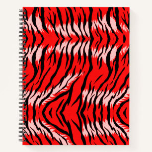 Red Tiger Animal Skin Pattern Design Notebook