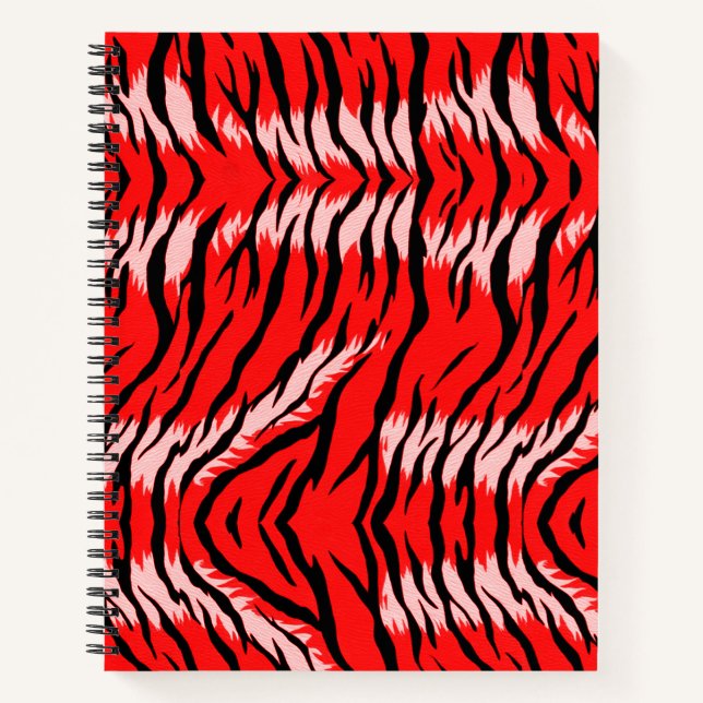 Red Tiger Animal Skin Pattern Design  Notebook (Front)