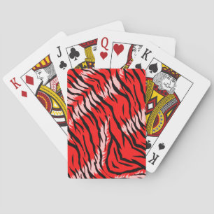 Red Tiger Animal Skin Pattern Design Playing Cards