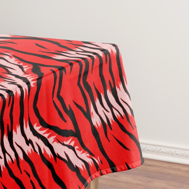 Red Tiger Animal Skin Pattern Design  Tablecloth (Creator Uploaded)