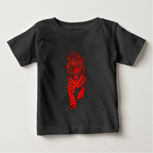 Red Tiger Illustration – Bold Graphic Animal Art Baby T-Shirt