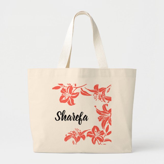 Red Tiger Lilly Tote Bag (Front)