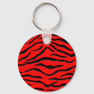 Red Tiger Pattern Key Ring