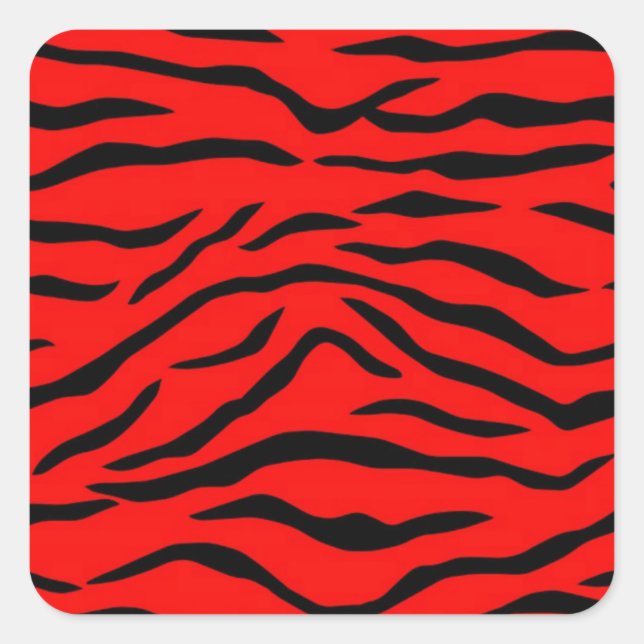 Red Tiger Pattern Square Sticker (Front)