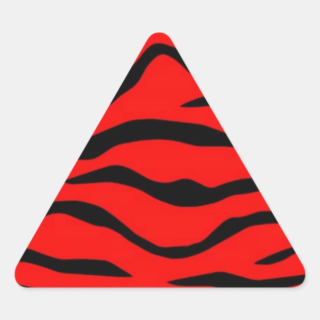 Red Tiger Pattern Triangle Sticker (Front)
