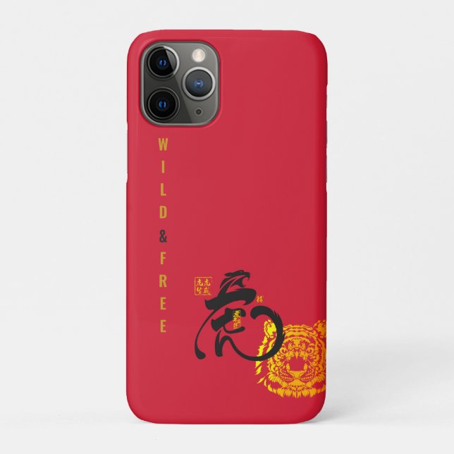 Red Tiger Wild & Free Chinoiserie Chic Case-Mate iPhone Case (Back)