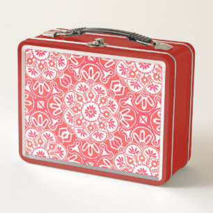 Red Tile Print Lunch Box