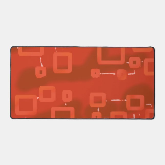 Red Tint Geometric Squares Desk Mat (Front)