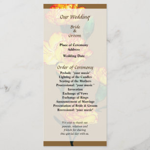 Red-Tipped Yellow Carnations Wedding Program