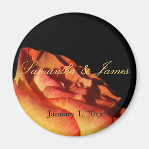 Red Tipped Yellow Rose on Black Personal Wedding Magnet