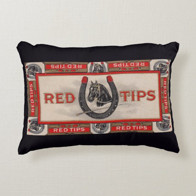 Red Tips cigar label print Decorative Cushion (Front)