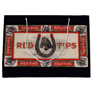 Red Tips cigar label print Large Gift Bag