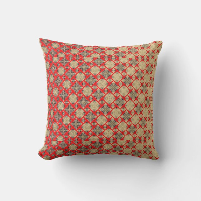 Red to Beige Throw Pillow (Front)