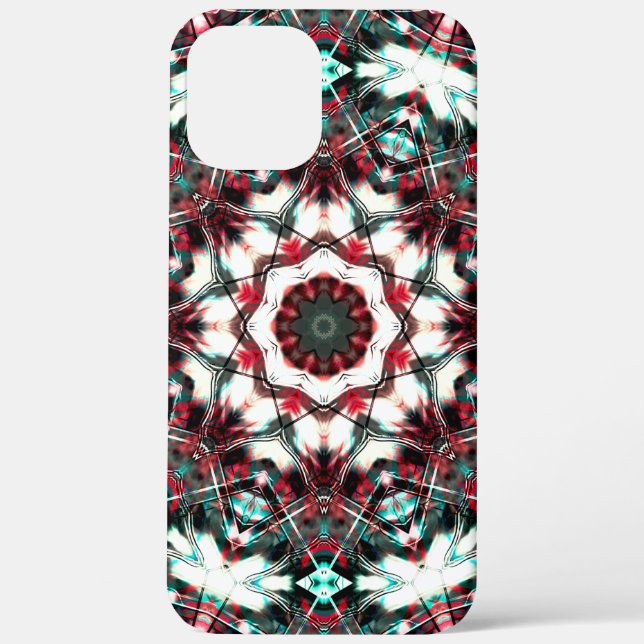 Red to grey cyan mandala simulating acrylic pieces Case-Mate iPhone case (Back)