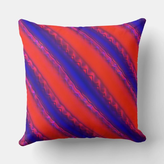 Red to royal blue wide cross stripes in lacy style cushion (Back)