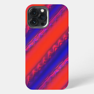 Red to royal blue wide cross stripes in lacy style iPhone 13 pro max case